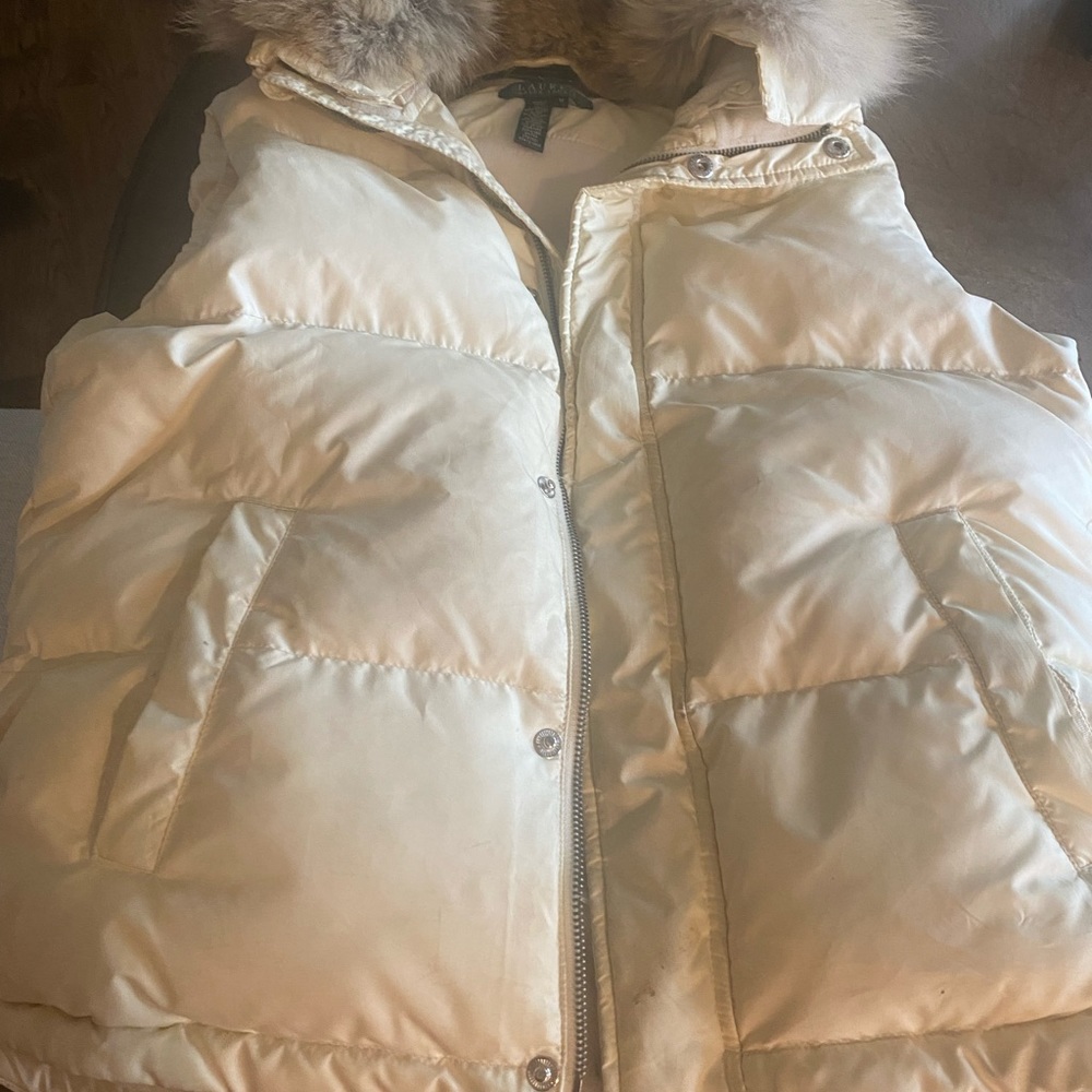 Ralph Lauren ladies Down vest. Size medium creamy color.